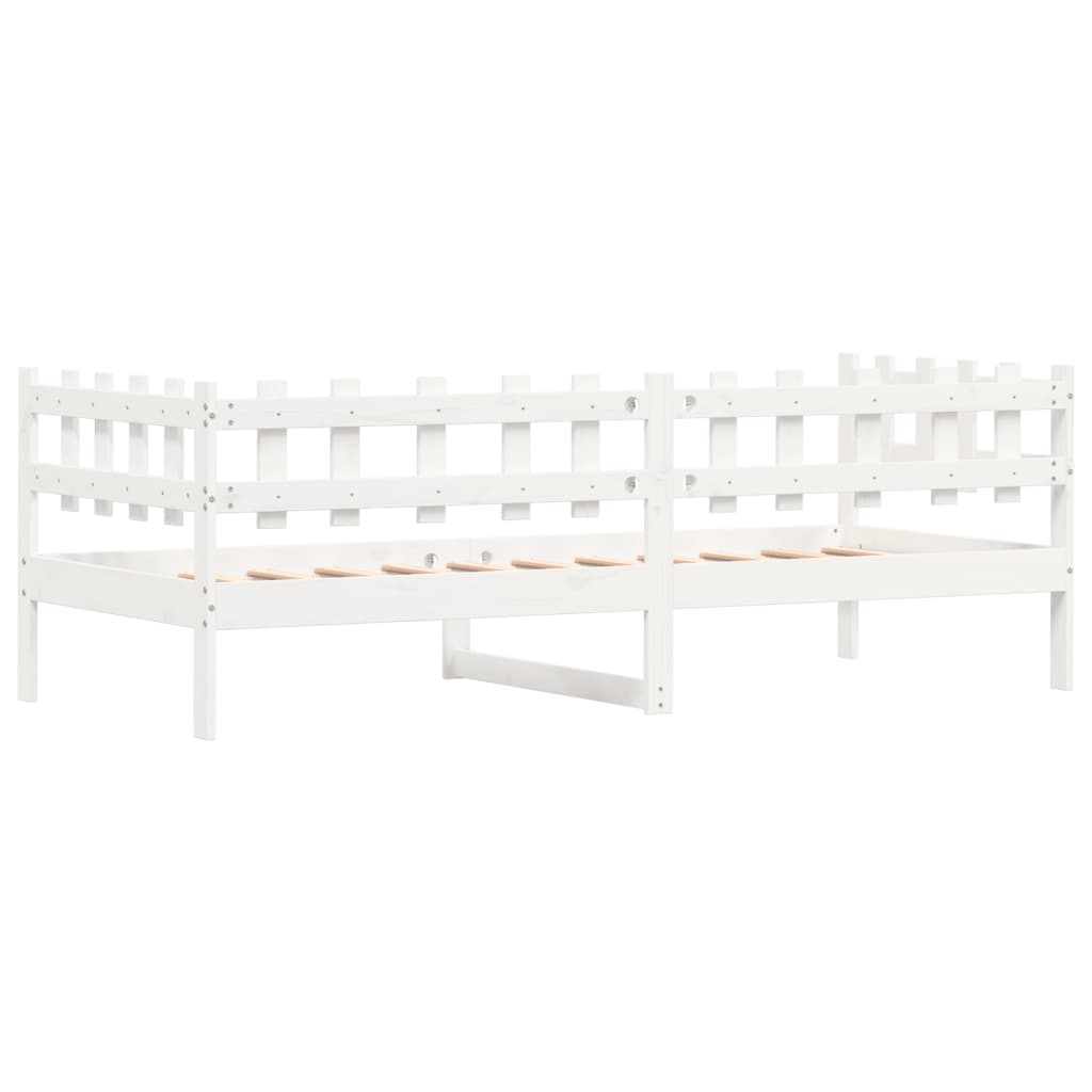 Lit de repos sans matelas blanc 90x200 cm en bois de pin massif