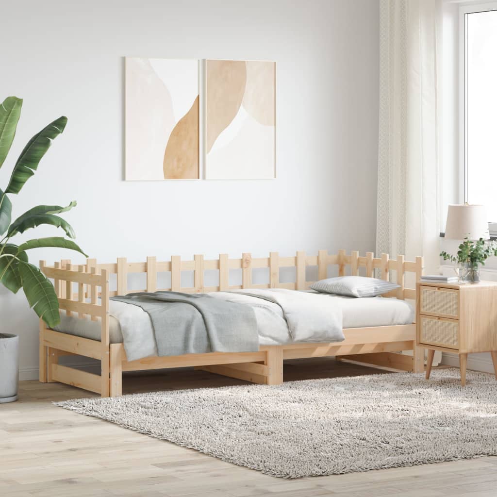 Lit de repos extensible 2x(80x200) cm en bois de pin massif