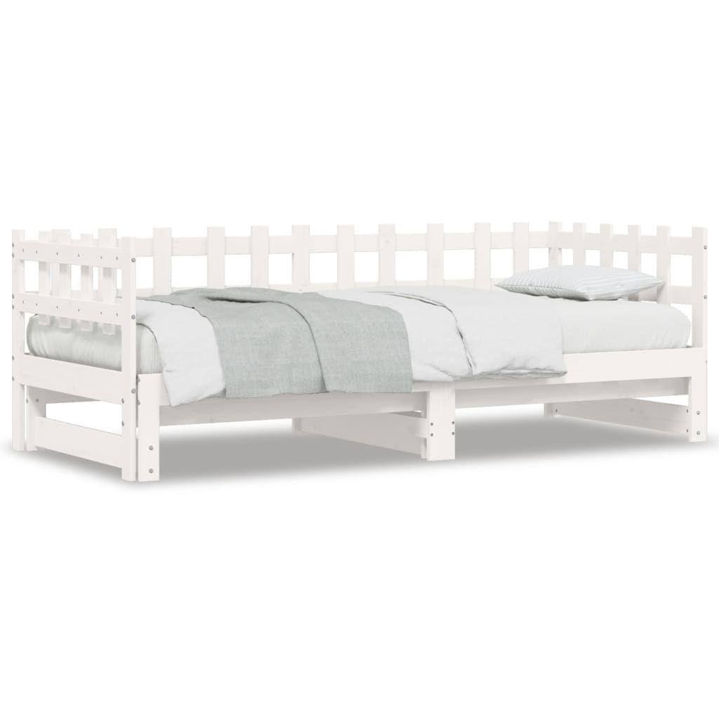 Lit de repos extensible blanc 2x(80x200) cm en bois de pin massif