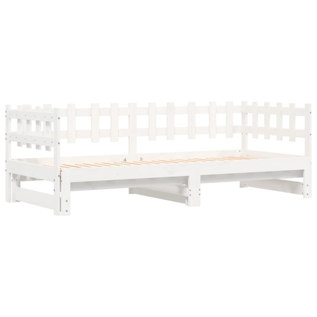 Lit de repos extensible blanc 2x(80x200) cm en bois de pin massif