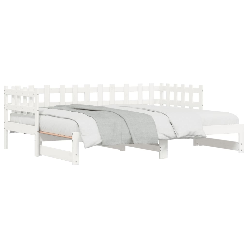 Lit de repos extensible blanc 2x(80x200) cm en bois de pin massif