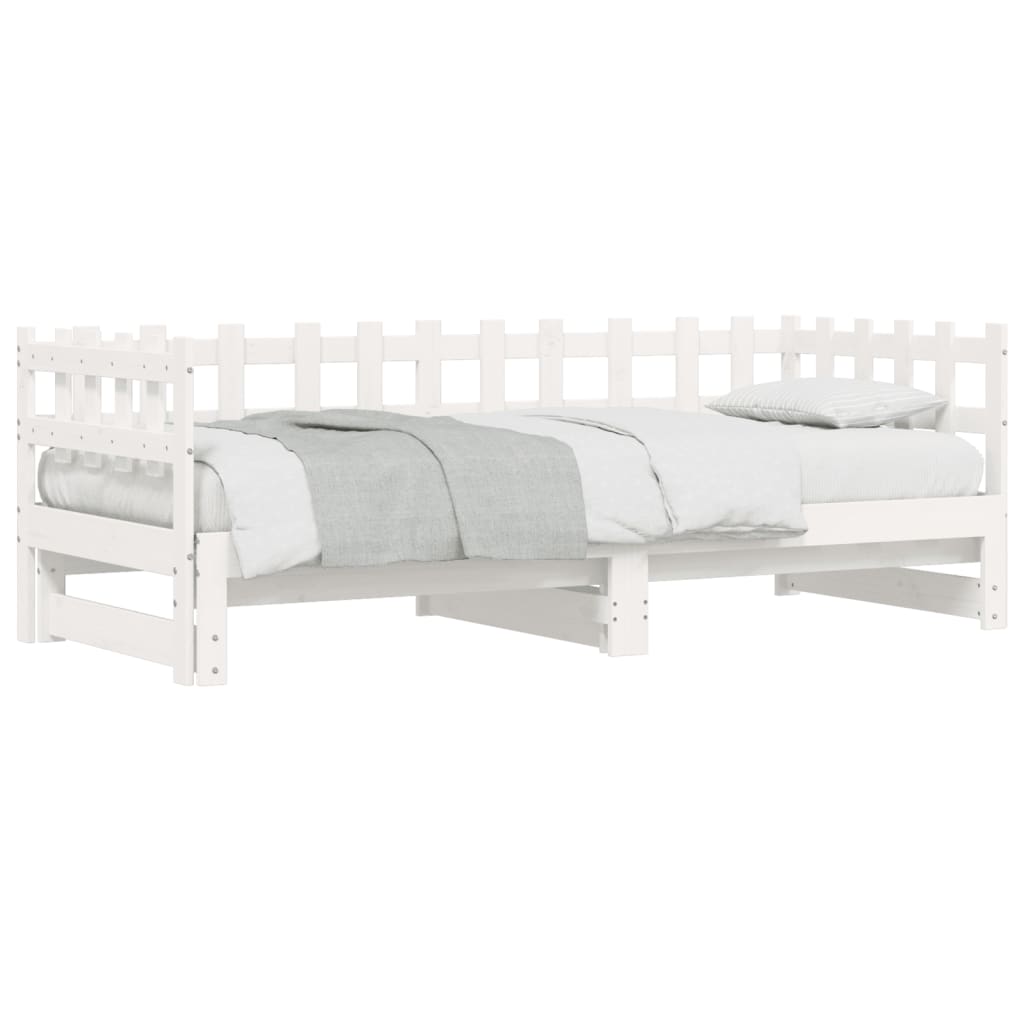 Lit de repos extensible blanc 2x(80x200) cm en bois de pin massif