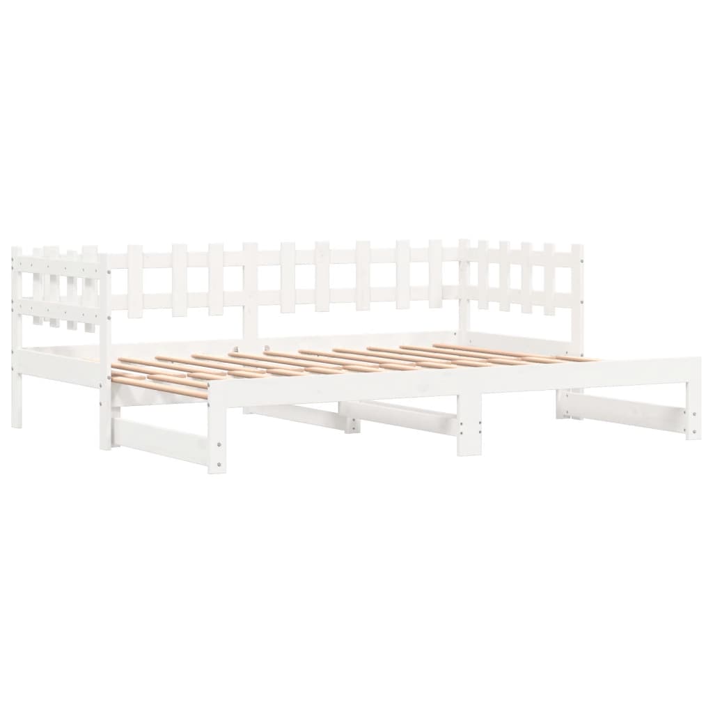 Lit de repos extensible blanc 2x(80x200) cm en bois de pin massif