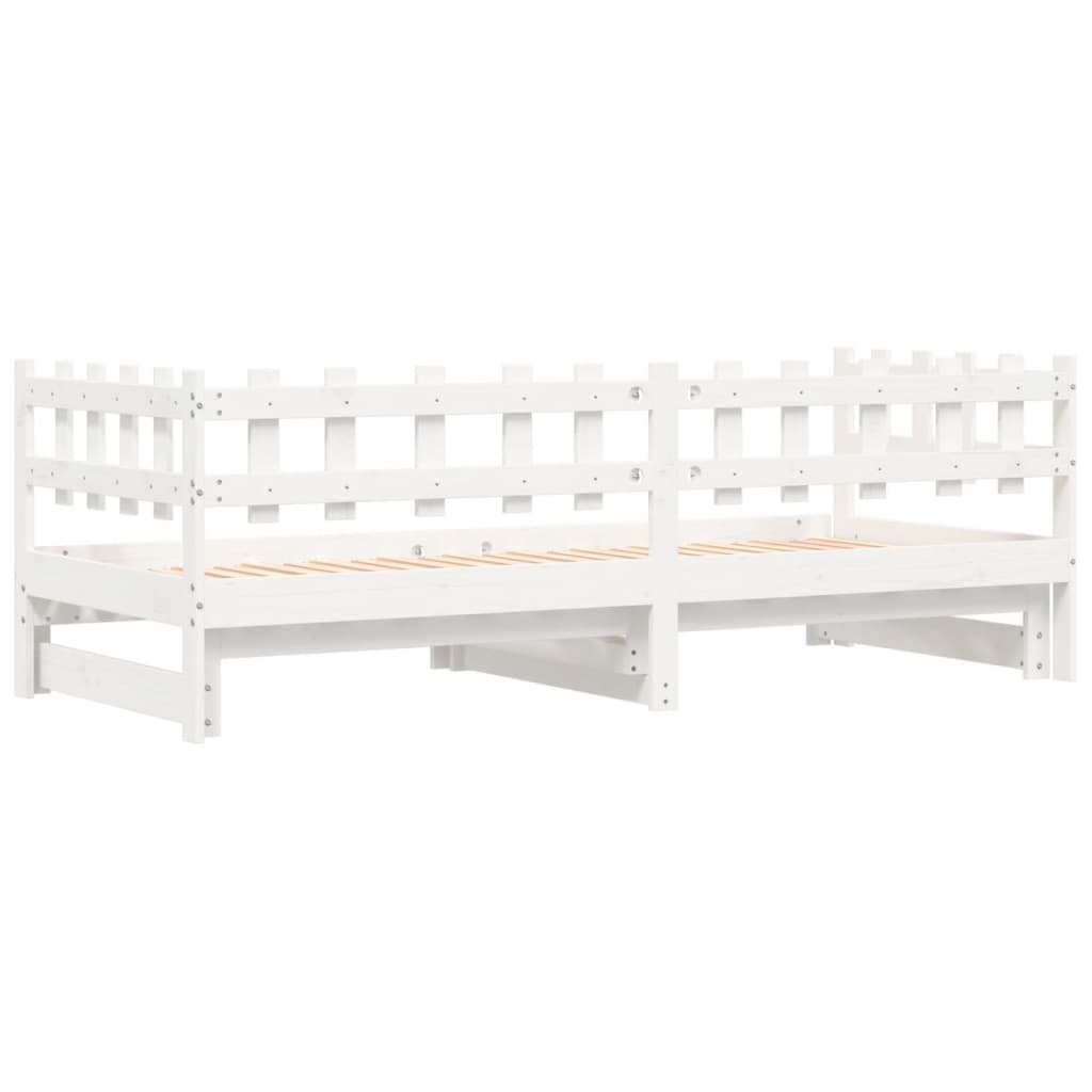 Lit de repos extensible blanc 2x(80x200) cm en bois de pin massif