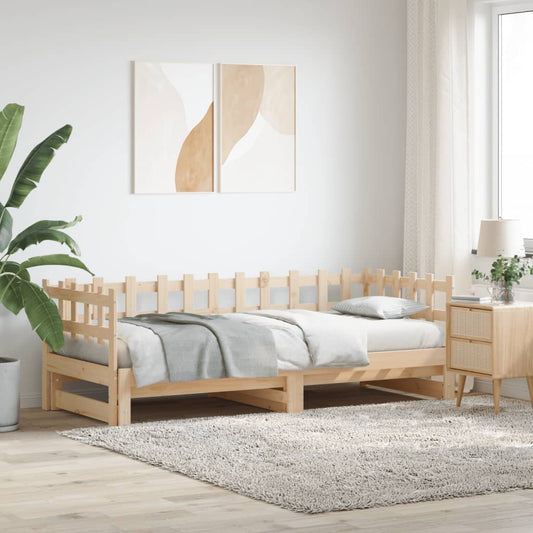 Lit de repos extensible 2x(90x200) cm en bois de pin massif