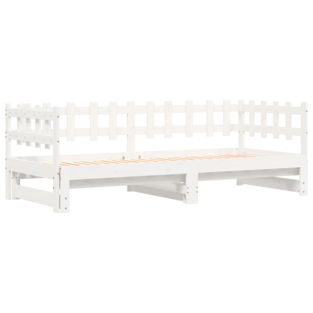 Lit de repos extensible blanc 2x(90x190) cm en bois de pin massif