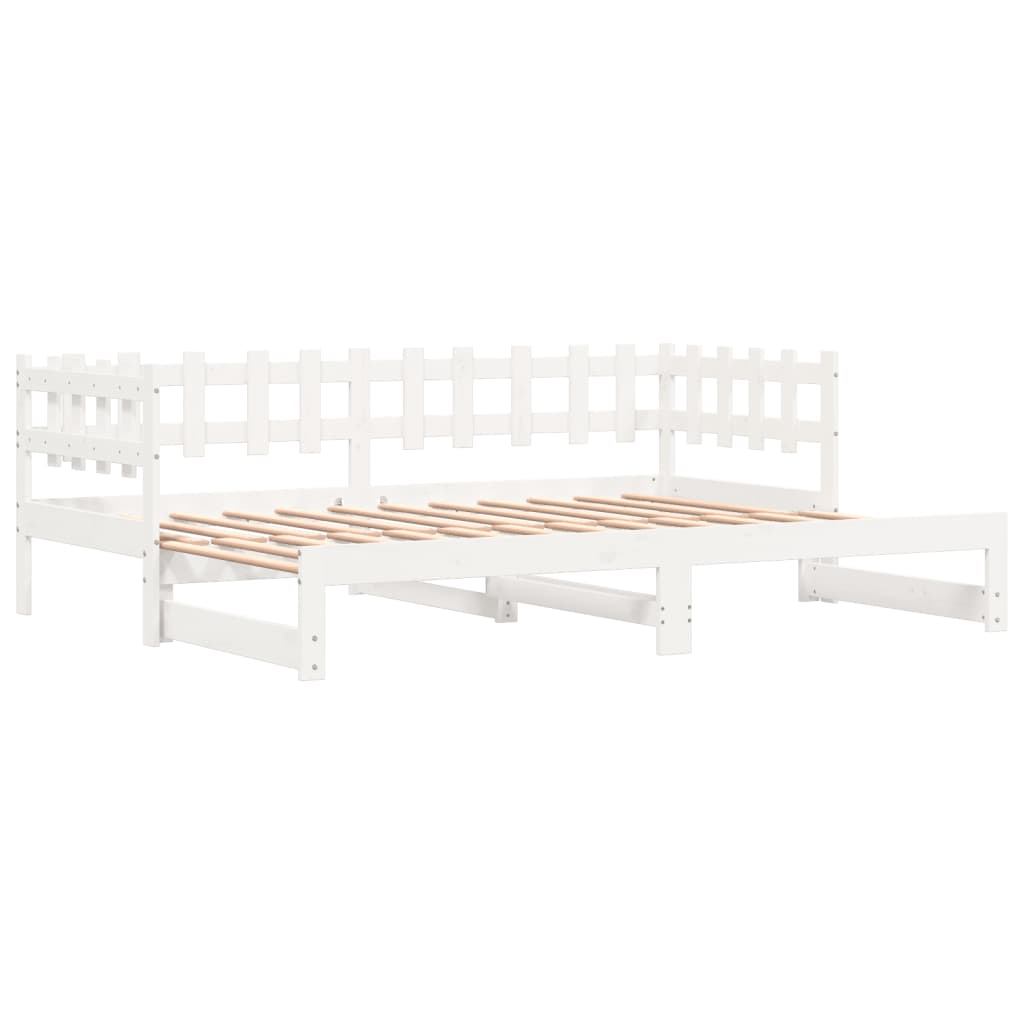 Lit de repos extensible blanc 2x(90x190) cm en bois de pin massif