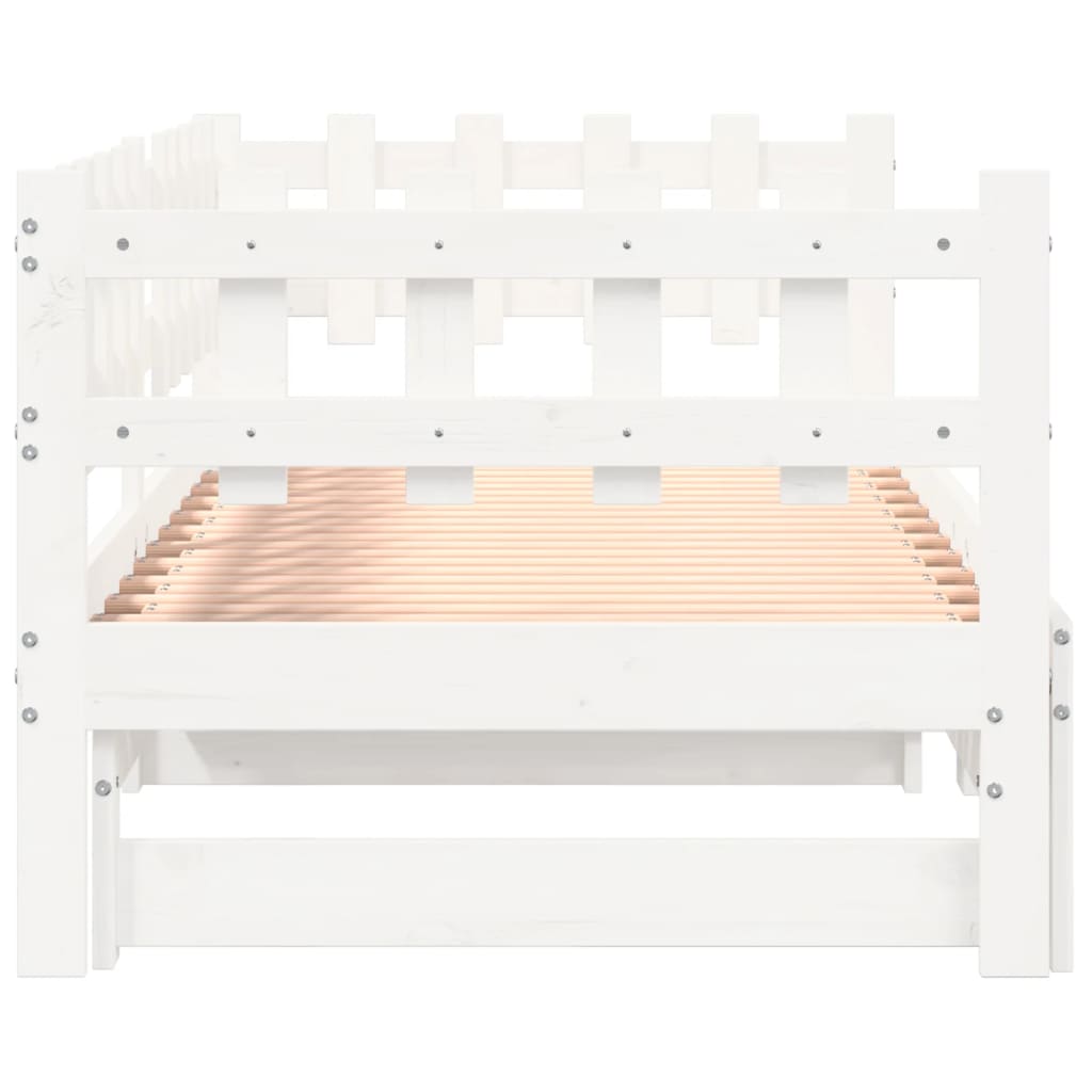 Lit de repos extensible blanc 2x(90x190) cm en bois de pin massif