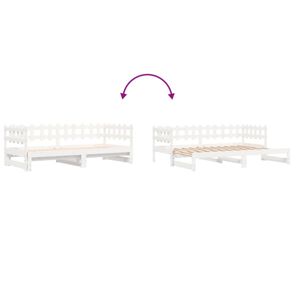 Lit de repos extensible blanc 2x(90x190) cm en bois de pin massif