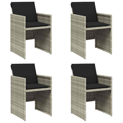 Gartenstühle mit Kissen 4 Stk. Hellgrau Poly Rattan