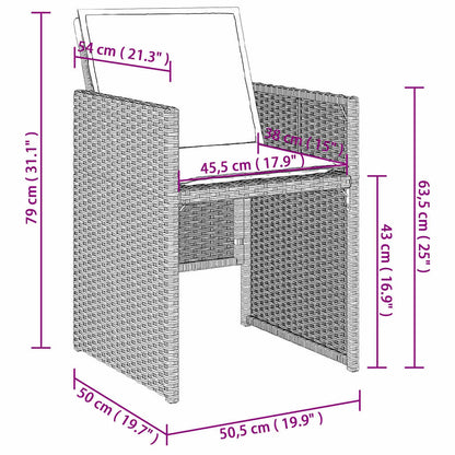 Gartenstühle mit Kissen 4 Stk. Hellgrau Poly Rattan