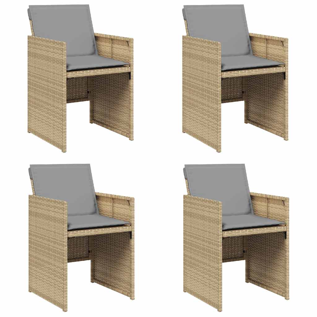 Gartenstühle mit Kissen 4 Stk. Beigemischung Poly Rattan
