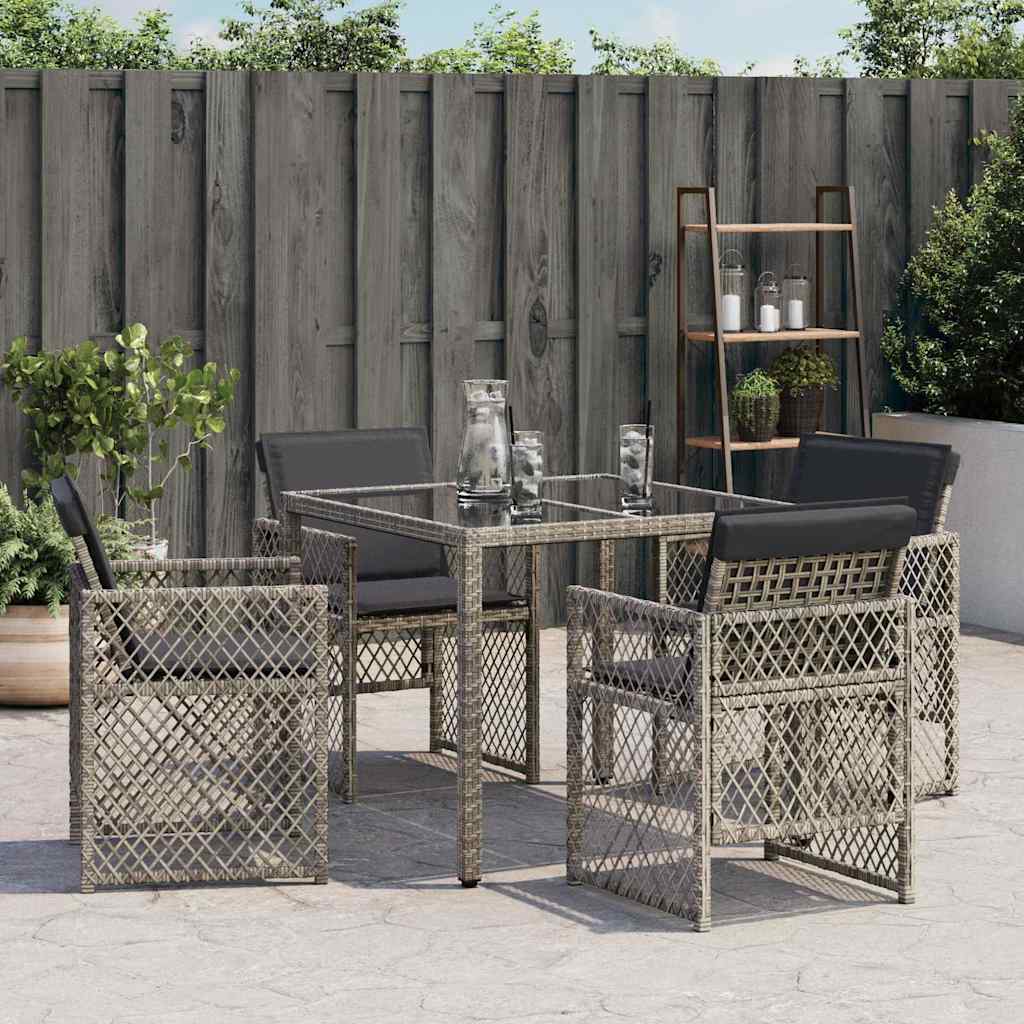 Gartenstühle mit Kissen 4 Stk. Grau Poly Rattan
