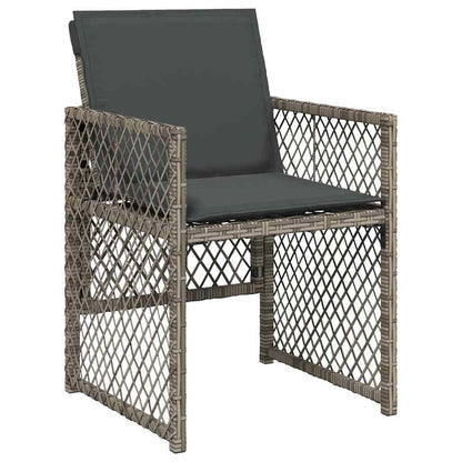 Gartenstühle mit Kissen 4 Stk. Grau Poly Rattan