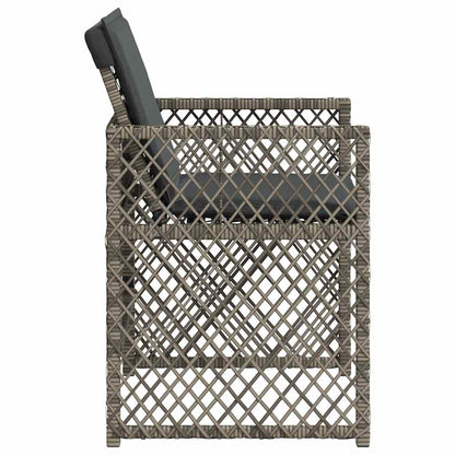 Gartenstühle mit Kissen 4 Stk. Grau Poly Rattan