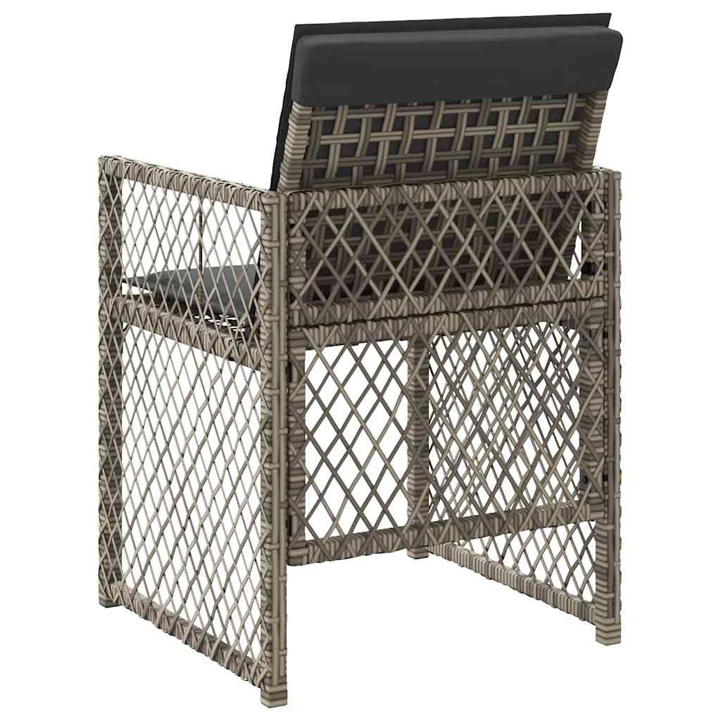 Gartenstühle mit Kissen 4 Stk. Grau Poly Rattan
