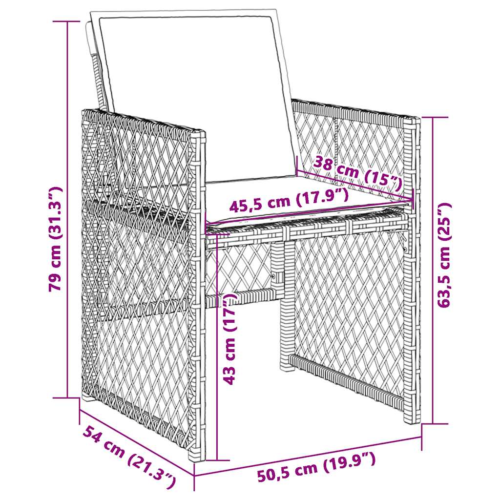 Gartenstühle mit Kissen 4 Stk. Grau Poly Rattan