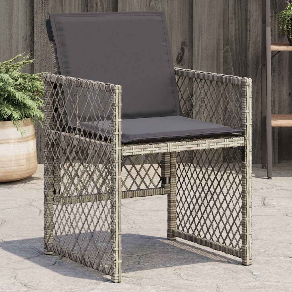 Gartenstühle mit Kissen 4 Stk. Grau Poly Rattan