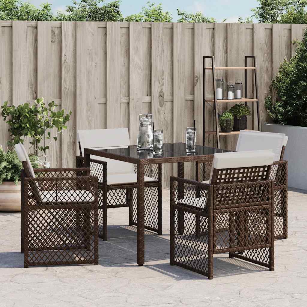 Gartenstühle mit Kissen 4 Stk. Braun Poly Rattan