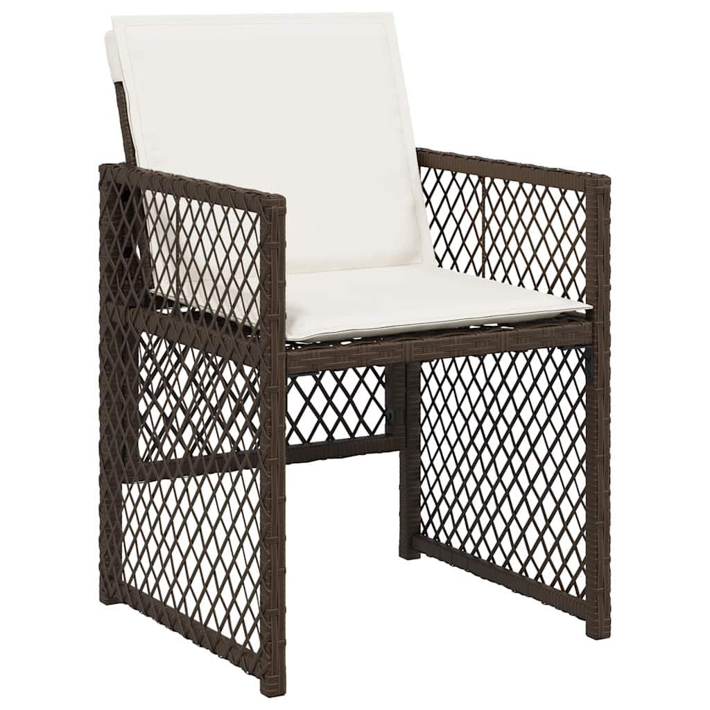 Gartenstühle mit Kissen 4 Stk. Braun Poly Rattan
