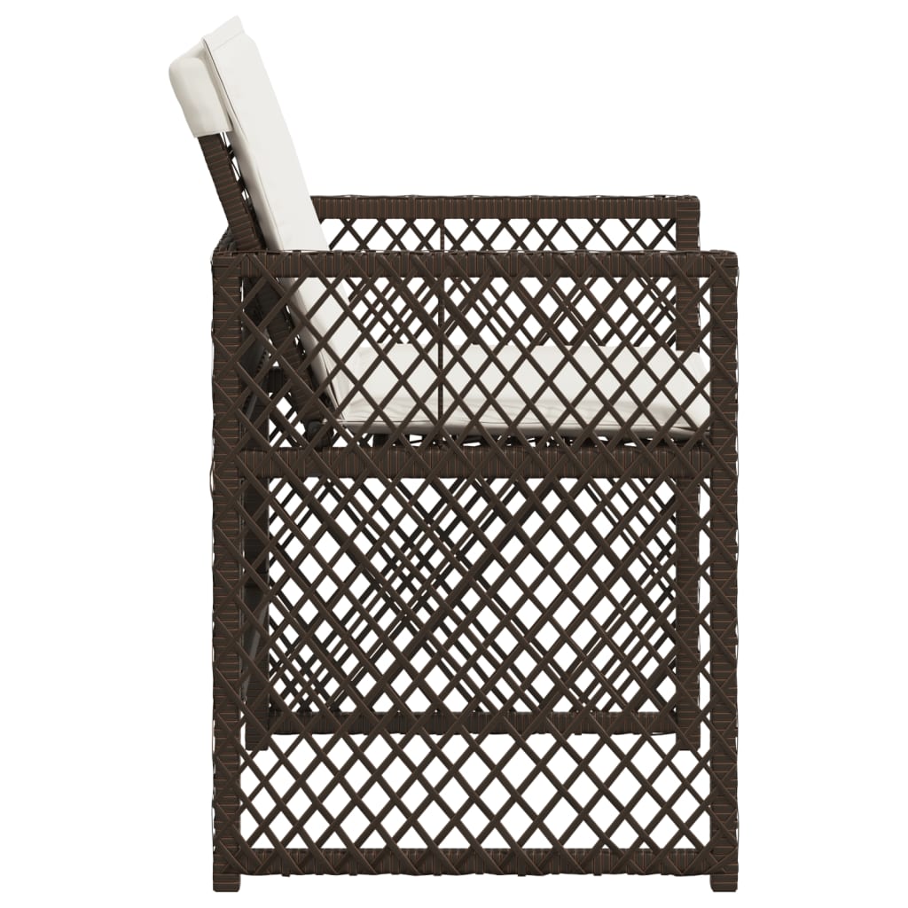 Gartenstühle mit Kissen 4 Stk. Braun Poly Rattan