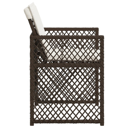 Gartenstühle mit Kissen 4 Stk. Braun Poly Rattan