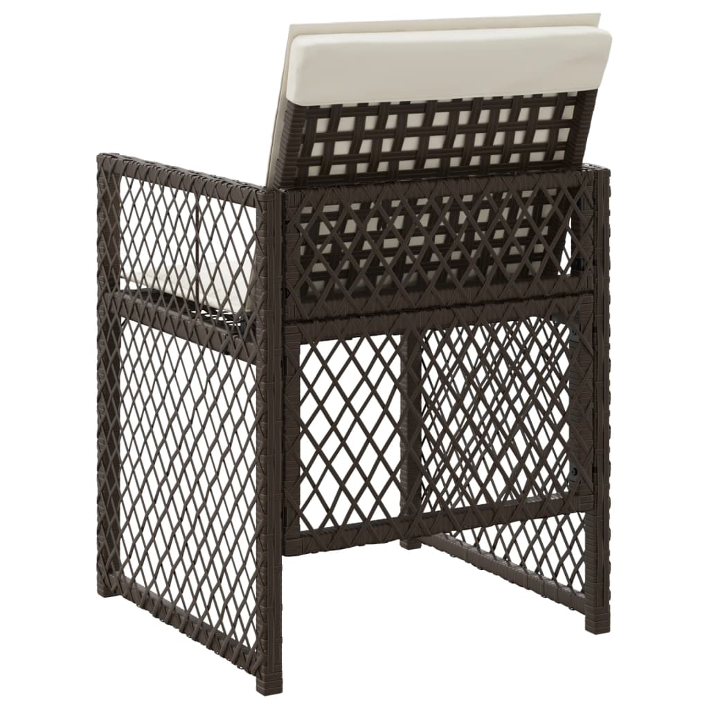 Gartenstühle mit Kissen 4 Stk. Braun Poly Rattan