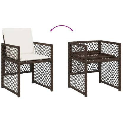 Gartenstühle mit Kissen 4 Stk. Braun Poly Rattan