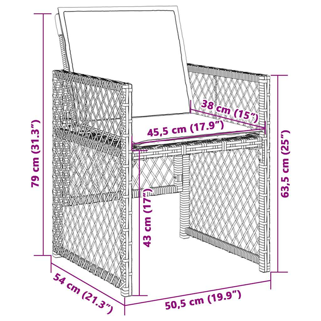 Gartenstühle mit Kissen 4 Stk. Braun Poly Rattan