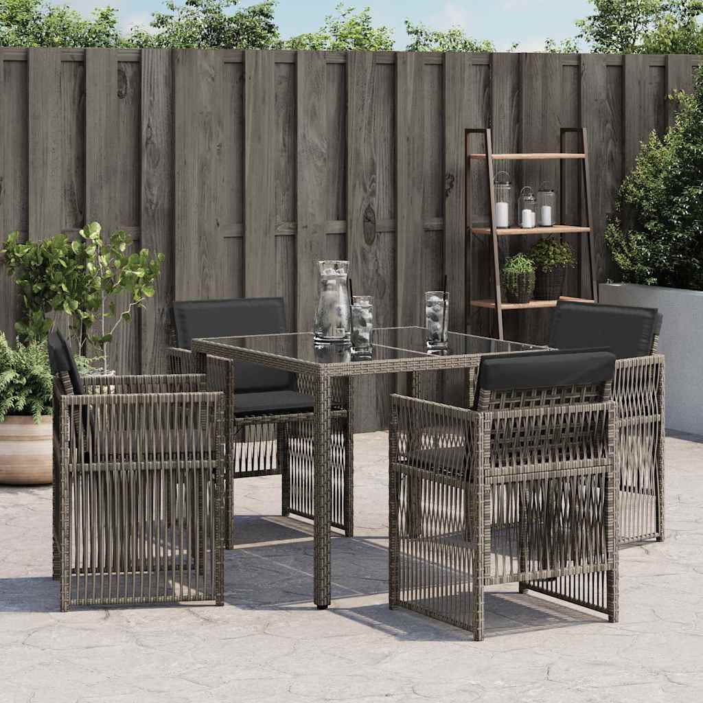 Gartenstühle mit Kissen 4 Stk. Grau Poly Rattan