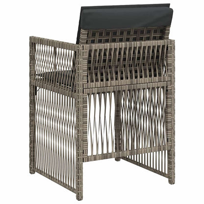 Gartenstühle mit Kissen 4 Stk. Grau Poly Rattan