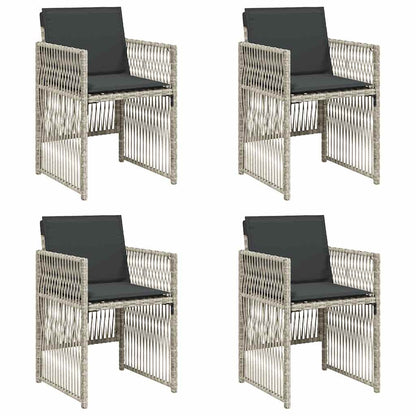 Gartenstühle mit Kissen 4 Stk. Hellgrau Poly Rattan
