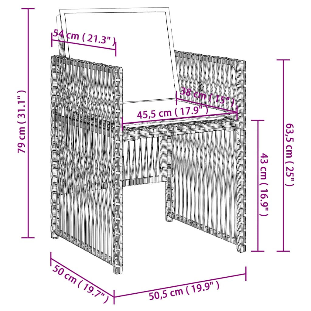 Gartenstühle mit Kissen 4 Stk. Hellgrau Poly Rattan