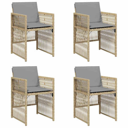 Gartenstühle mit Kissen 4 Stk. Beigemischung Poly Rattan