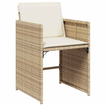 Gartenstühle mit Kissen 4 Stk. Beige Poly Rattan