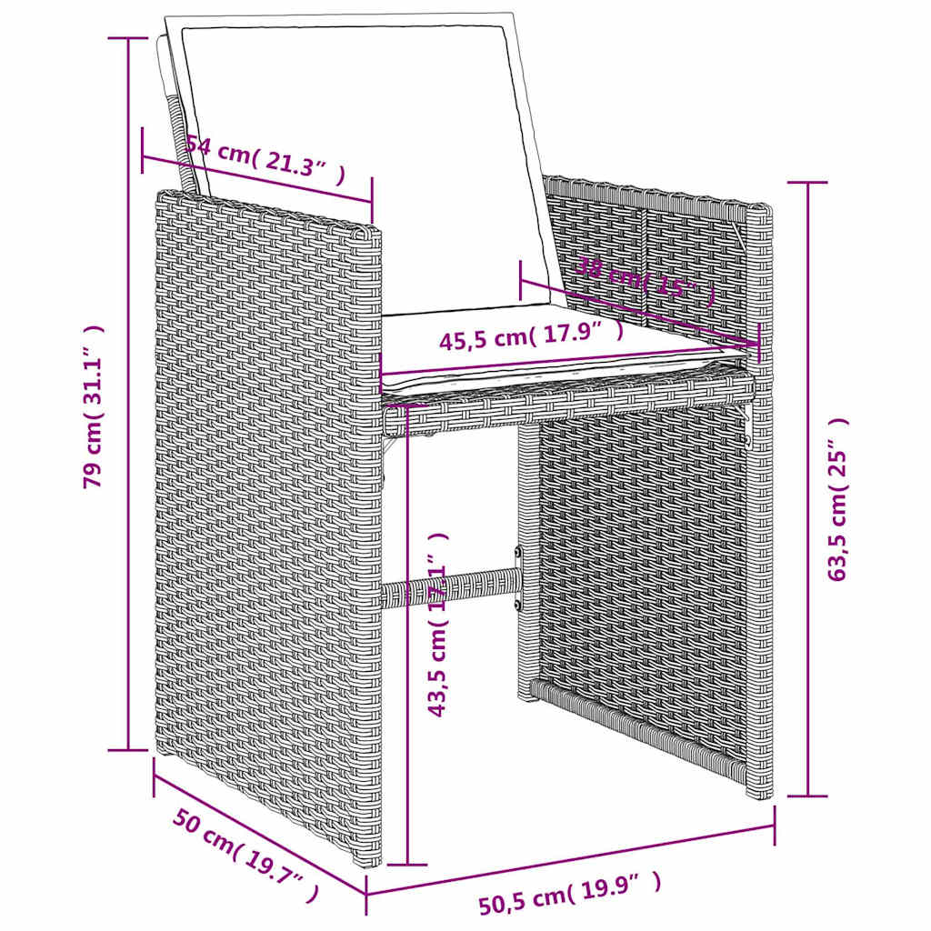 Gartenstühle mit Kissen 4 Stk. Hellgrau Poly Rattan