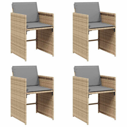 Gartenstühle mit Kissen 4 Stk. Beigemischung Poly Rattan