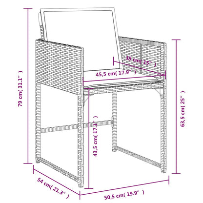 Gartenstühle mit Kissen 4 Stk. Grau Poly Rattan