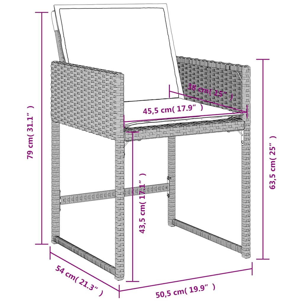 Gartenstühle mit Kissen 4 Stk. Hellgrau Poly Rattan