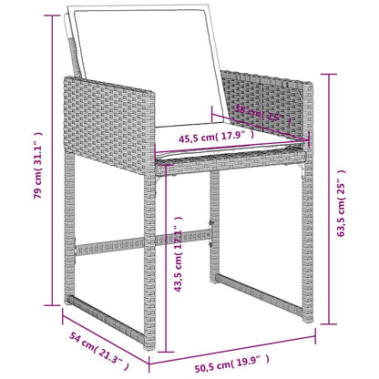 Gartenstühle mit Kissen 4 Stk. Hellgrau Poly Rattan