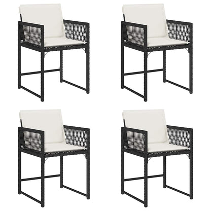 Gartenstühle mit Kissen 4 Stk. Schwarz Poly Rattan