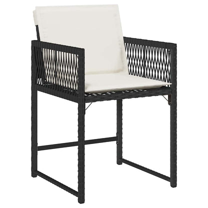 Gartenstühle mit Kissen 4 Stk. Schwarz Poly Rattan