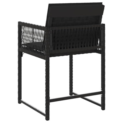 Gartenstühle mit Kissen 4 Stk. Schwarz Poly Rattan