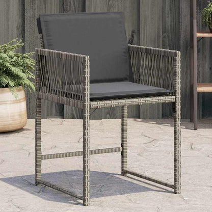 Gartenstühle mit Kissen 4 Stk. Grau Poly Rattan