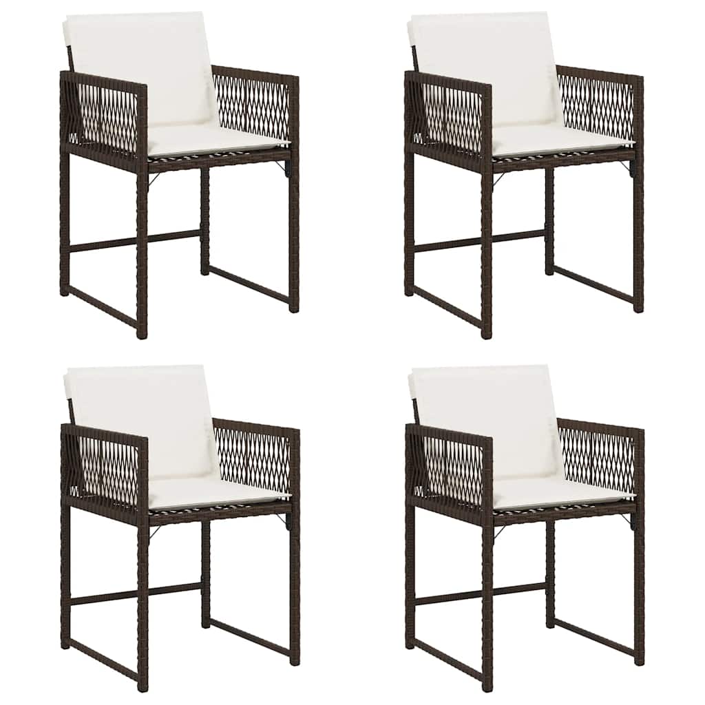 Gartenstühle mit Kissen 4 Stk. Braun Poly Rattan