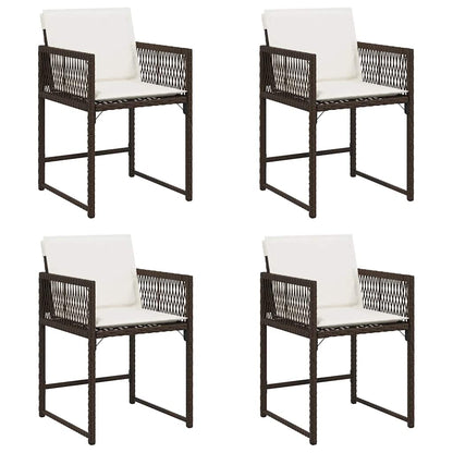 Gartenstühle mit Kissen 4 Stk. Braun Poly Rattan