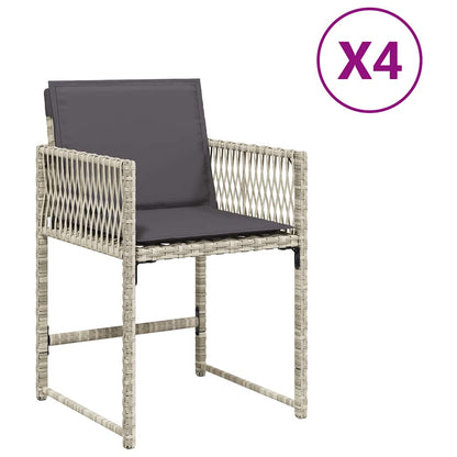 Gartenstühle mit Kissen 4 Stk. Hellgrau Poly Rattan