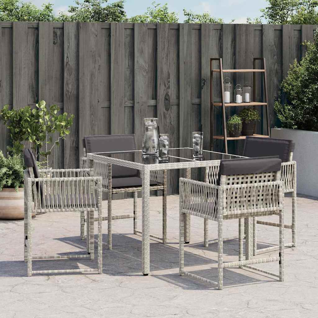 Gartenstühle mit Kissen 4 Stk. Hellgrau Poly Rattan