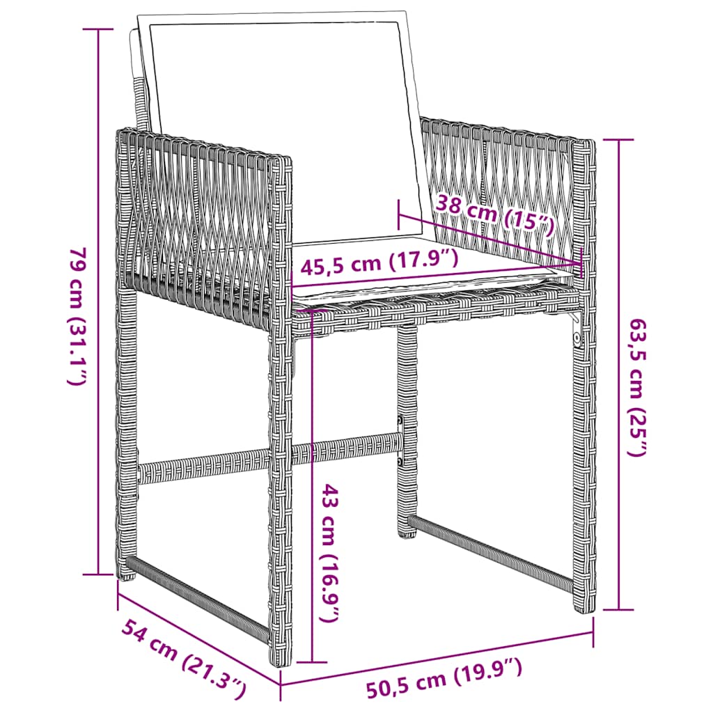 Gartenstühle mit Kissen 4 Stk. Hellgrau Poly Rattan