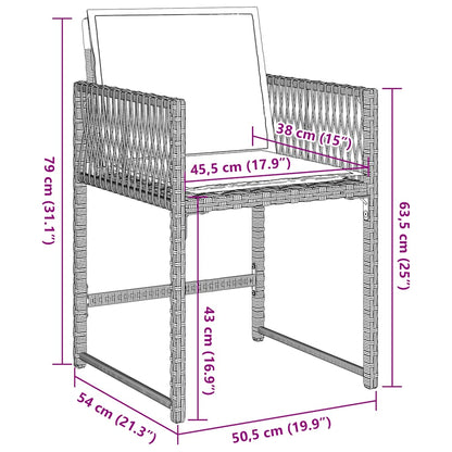 Gartenstühle mit Kissen 4 Stk. Hellgrau Poly Rattan